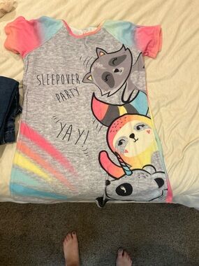 wonder nation Gray Nightgown with Pink, Blue, Yellow & Coral Accents